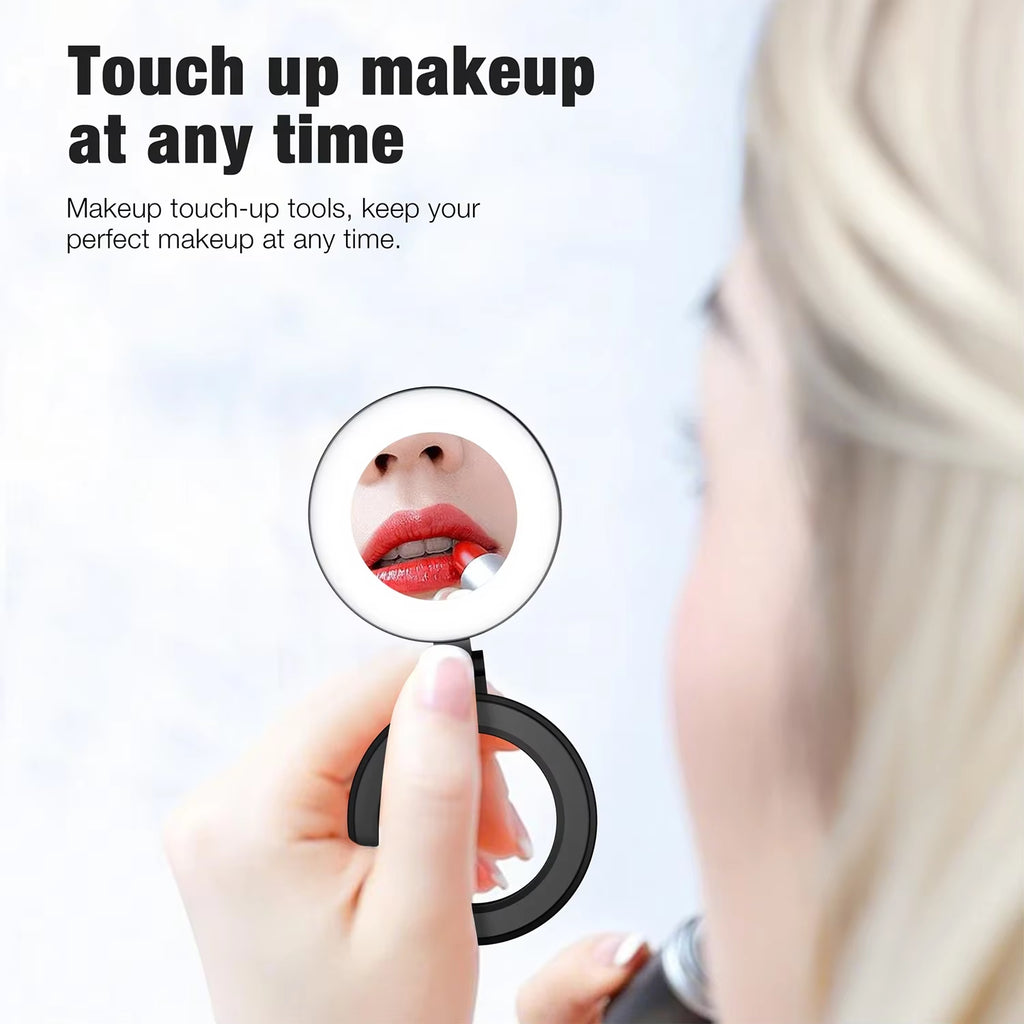 Adjustable Brightness Magnetic Ring Selfie Lights Suitable for Magsafe Iphone Foldable LED Phone Flashes with Mirror