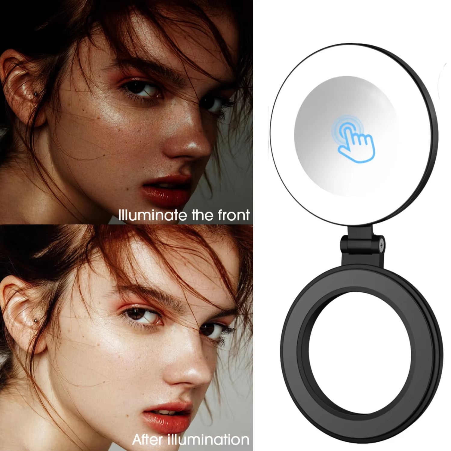 Adjustable Brightness Magnetic Ring Selfie Lights Suitable for Magsafe Iphone Foldable LED Phone Flashes with Mirror